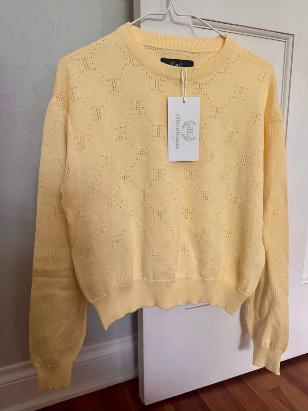 Ellandemm pastel yellow knit sweater Brand New with tag